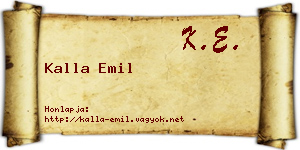 Kalla Emil névjegykártya